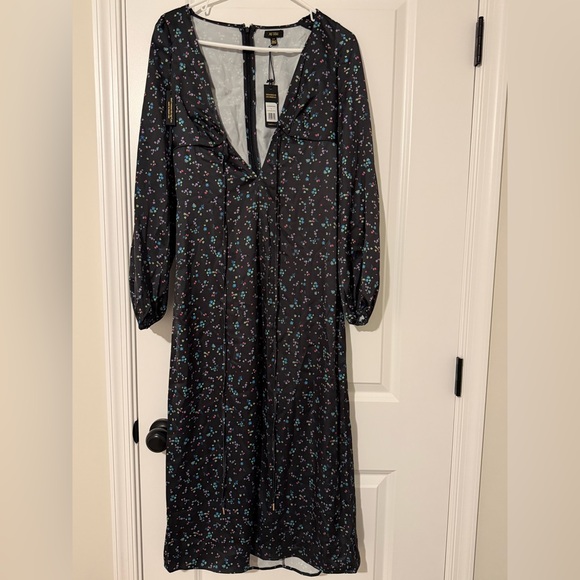 AFRM Portia Dress in Noir Neon Ditsy Floral Boho Dress Womens Size Small NWT - Picture 2 of 7